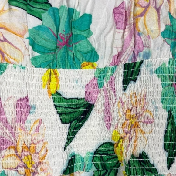 Cleobella Dress Womens Small Tropical Floral Leafy Smocked Beachy Vacation Boho - Picture 14 of 15
